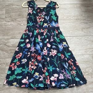 Talbots Navy Floral Fit & Flare Dress for Girls Sz 4-6